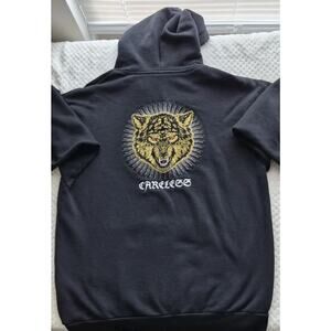 H&M Careless Wolf Graphic Hoodie Men Small Black Gothic Streetwear Y2K